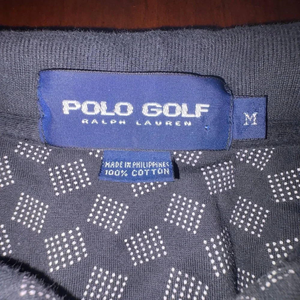 Polo‎ Golf Ralph Lauren Pattern Polo Shirt Black Geometric Print Medium